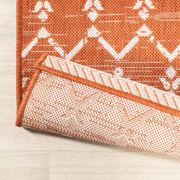 Ourika Moroccan Geometric Textured Weave Indoor/outdoor Round Rug